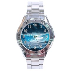 Thunderstorm Storm Tsunami Waves Ocean Sea Stainless Steel Analogue Watch by uniart180623