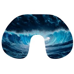 Thunderstorm Storm Tsunami Waves Ocean Sea Travel Neck Pillow by uniart180623