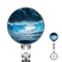 Thunderstorm Storm Tsunami Waves Ocean Sea Stainless Steel Nurses Watch by uniart180623