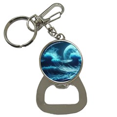 Moonlight High Tide Storm Tsunami Waves Ocean Sea Bottle Opener Key Chain by uniart180623