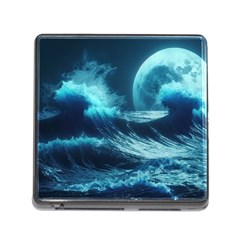 Moonlight High Tide Storm Tsunami Waves Ocean Sea Memory Card Reader (square 5 Slot) by uniart180623