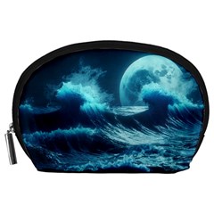 Moonlight High Tide Storm Tsunami Waves Ocean Sea Accessory Pouch (large) by uniart180623