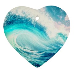 Tsunami Waves Ocean Sea Nautical Nature Water Nature Heart Ornament (two Sides) by uniart180623