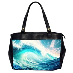 Tsunami Waves Ocean Sea Nautical Nature Water Nature Oversize Office Handbag (2 Sides) by uniart180623