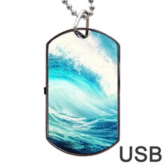 Tsunami Waves Ocean Sea Nautical Nature Water Nature Dog Tag Usb Flash (two Sides) by uniart180623