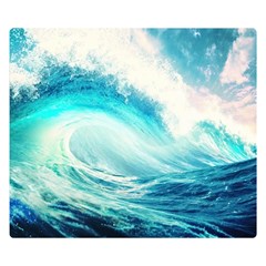 Tsunami Waves Ocean Sea Nautical Nature Water Nature Two Sides Premium Plush Fleece Blanket (small) by uniart180623