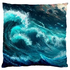 Thunderstorm Tsunami Tidal Wave Ocean Waves Sea Large Premium Plush Fleece Cushion Case (one Side)