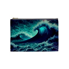 Ai Generated Waves Ocean Sea Tsunami Nautical Fantasy Cosmetic Bag (medium) by uniart180623