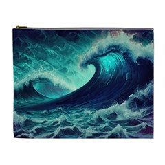 Ai Generated Waves Ocean Sea Tsunami Nautical Fantasy Cosmetic Bag (xl) by uniart180623