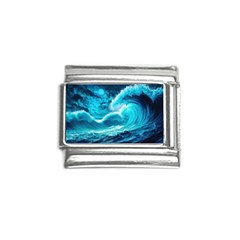 Ai Generated Waves Ocean Sea Tsunami Nautical Sea Italian Charm (9mm) by uniart180623