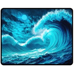 Ai Generated Waves Ocean Sea Tsunami Nautical Sea Fleece Blanket (medium) by uniart180623