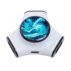 Ai Generated Waves Ocean Sea Tsunami Nautical Sea 3-port Usb Hub by uniart180623