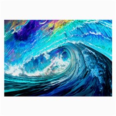 Tsunami Waves Ocean Sea Nautical Nature Water Painting Large Glasses Cloth by uniart180623