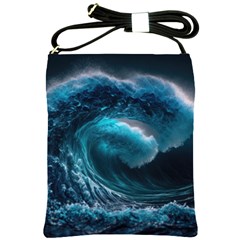 Tsunami Waves Ocean Sea Water Rough Seas Shoulder Sling Bag by uniart180623