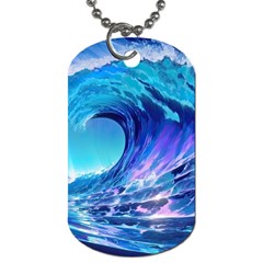 Tsunami Tidal Wave Ocean Waves Sea Nature Water Blue Dog Tag (two Sides) by uniart180623