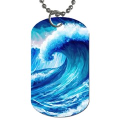 Tsunami Tidal Wave Ocean Waves Sea Nature Water Blue Painting Dog Tag (two Sides)