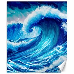 Tsunami Tidal Wave Ocean Waves Sea Nature Water Blue Painting Canvas 8  X 10  by uniart180623