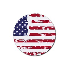 Flag Usa Unite Stated America Rubber Coaster (round) by uniart180623