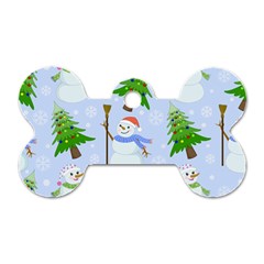 New Year Christmas Snowman Pattern, Dog Tag Bone (one Side) by uniart180623