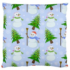 New Year Christmas Snowman Pattern, Large Premium Plush Fleece Cushion Case (one Side)