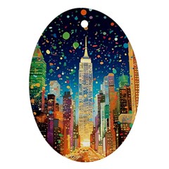 New York Confetti City Usa Oval Ornament (two Sides) by uniart180623