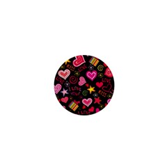 Multicolored Love Hearts Kiss Romantic Pattern 1  Mini Buttons by uniart180623