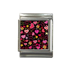 Multicolored Love Hearts Kiss Romantic Pattern Italian Charm (13mm) by uniart180623