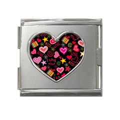 Multicolored Love Hearts Kiss Romantic Pattern Mega Link Heart Italian Charm (18mm) by uniart180623