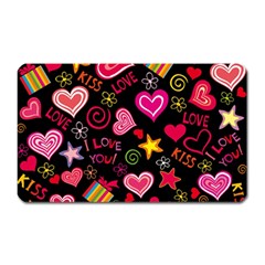 Multicolored Love Hearts Kiss Romantic Pattern Magnet (rectangular) by uniart180623