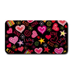 Multicolored Love Hearts Kiss Romantic Pattern Medium Bar Mat by uniart180623