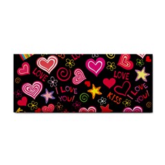 Multicolored Love Hearts Kiss Romantic Pattern Hand Towel by uniart180623