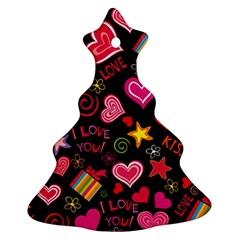 Multicolored Love Hearts Kiss Romantic Pattern Ornament (christmas Tree)  by uniart180623
