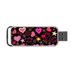 Multicolored Love Hearts Kiss Romantic Pattern Portable Usb Flash (one Side) by uniart180623