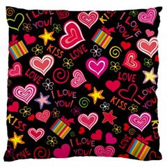 Multicolored Love Hearts Kiss Romantic Pattern Standard Premium Plush Fleece Cushion Case (two Sides) by uniart180623