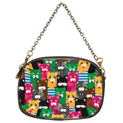 Cat Funny Colorful Pattern Chain Purse (two Sides) by uniart180623