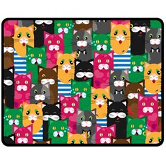 Cat Funny Colorful Pattern Fleece Blanket (medium) by uniart180623