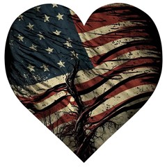 Flag Usa American Flag Wooden Puzzle Heart by uniart180623