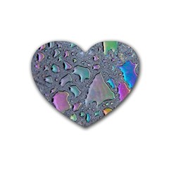 Glass Drops Rainbow Rubber Coaster (heart) by uniart180623