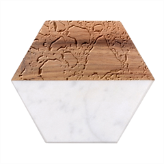 Glass Drops Rainbow Marble Wood Coaster (hexagon) 