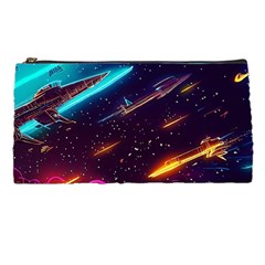 Night Sky Neon Spaceship Drawing Pencil Case