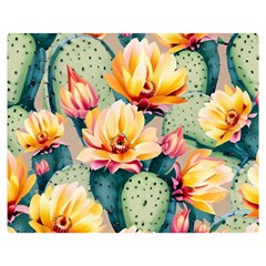 Prickly Pear Cactus Flower Plant Two Sides Premium Plush Fleece Blanket (medium)