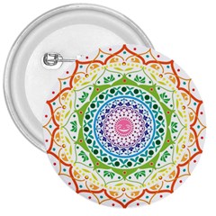 Mandala Pattern Rainbow Pride 3  Buttons