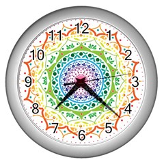 Mandala Pattern Rainbow Pride Wall Clock (silver)