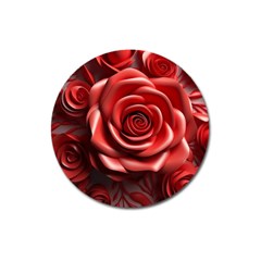 Roses Flowers Plant Magnet 3  (round)