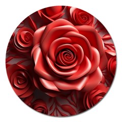 Roses Flowers Plant Magnet 5  (round)