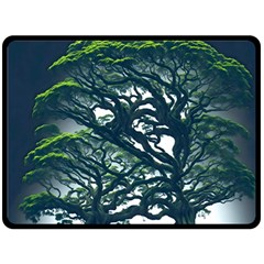 Tree Leaf Green Forest Wood Natural Nature Fleece Blanket (large)