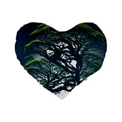 Tree Leaf Green Forest Wood Natural Nature Standard 16  Premium Flano Heart Shape Cushions