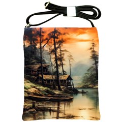 Fantasy Landscape Foggy Mysterious Shoulder Sling Bag