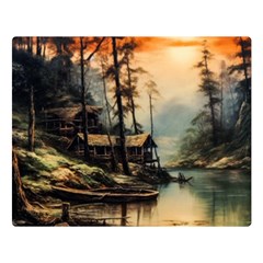 Fantasy Landscape Foggy Mysterious Premium Plush Fleece Blanket (large)