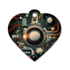 Technology Robot Internet Processor Dog Tag Heart (one Side)